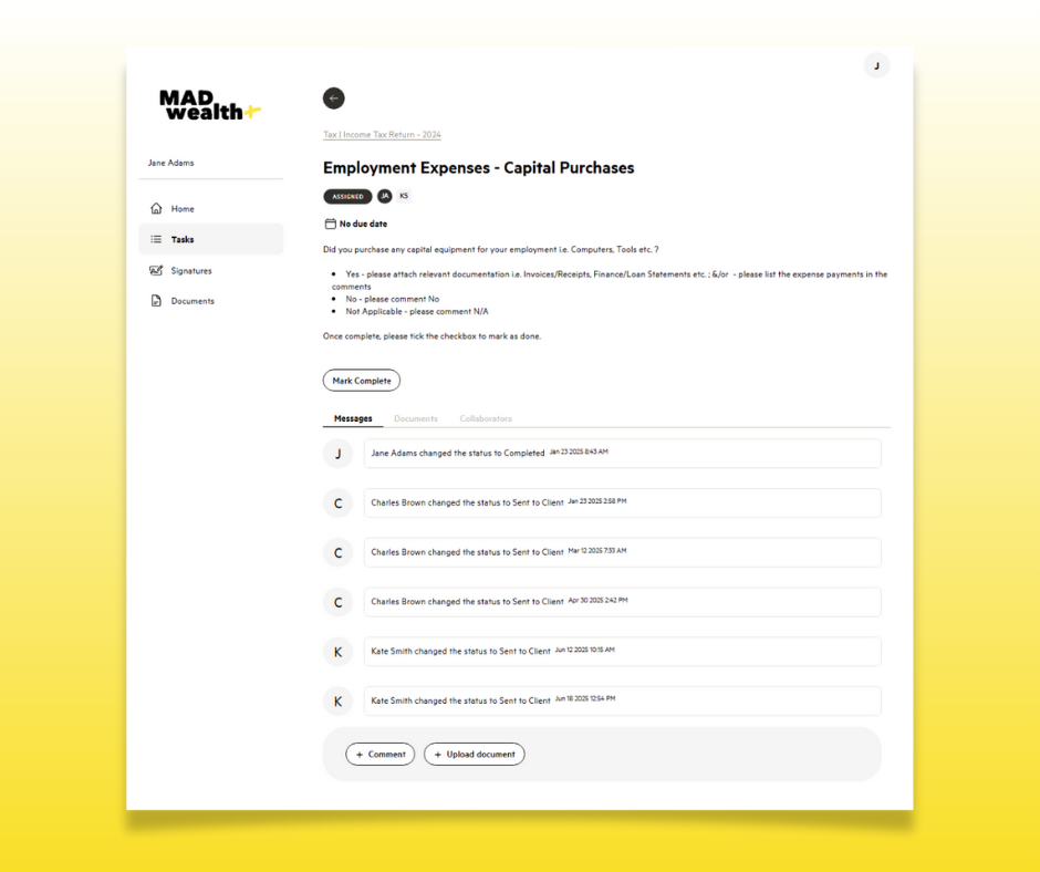Client Portal - Tasks Details